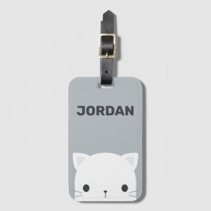 Cute Little Cat with Personalised Name Luggage Tag