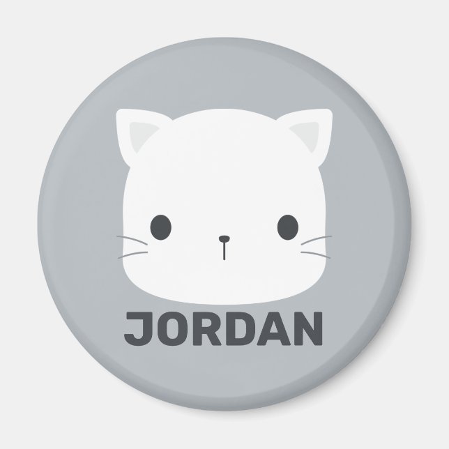 Cute Little Cat with Personalised Name Magnet (Front)
