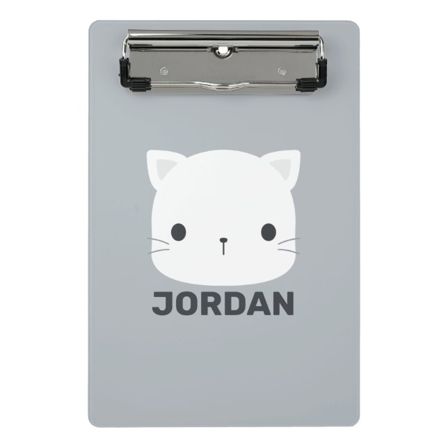 Cute Little Cat with Personalised Name Mini Clipboard (Front)