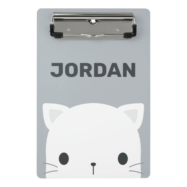 Cute Little Cat with Personalised Name Mini Clipboard (Front)