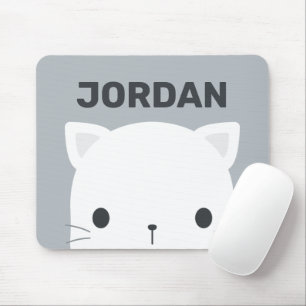 Cute Little Cat with Personalised Name Mouse Mat