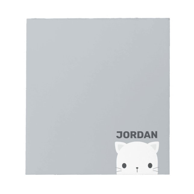 Cute Little Cat with Personalised Name Notepad (Front)