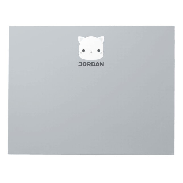Cute Little Cat with Personalised Name Notepad (Front)