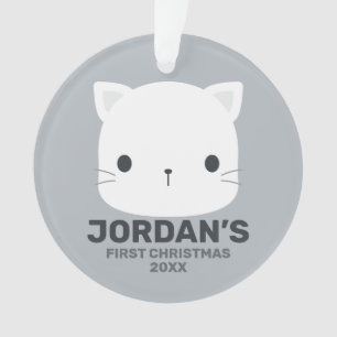 Cute Little Cat with Personalised Name Ornament