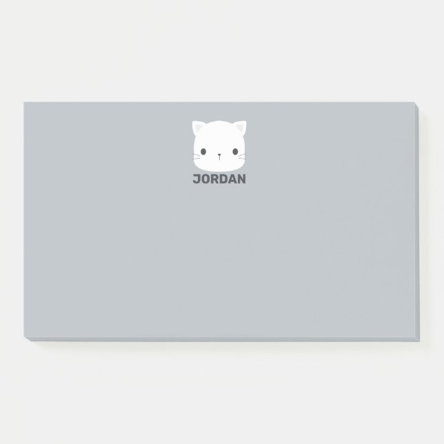 Cute Little Cat with Personalised Name Post-it Notes (Front)