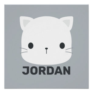 Cute Little Cat with Personalised Name Poster
