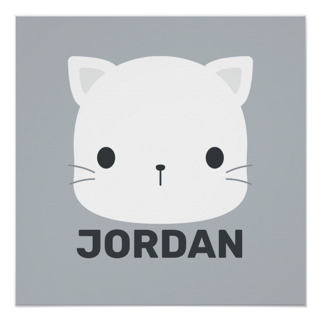 Cute Little Cat with Personalised Name Poster (Front)