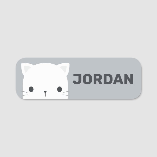 Cute Little Cat with Personalised Name Tag (Front)