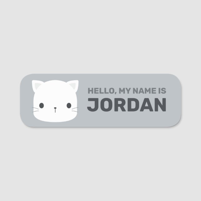 Cute Little Cat with Personalised Name Tag (Front)