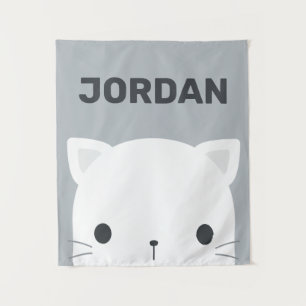 Cute Little Cat with Personalised Name Tapestry