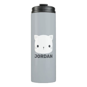 Cute Little Cat with Personalised Name Thermal Tumbler
