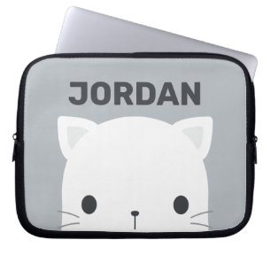 Cute Little Cat with Personalized Name Laptop Sleeve