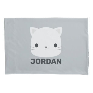 Cute Little Cat with Personalized Name Pillowcase