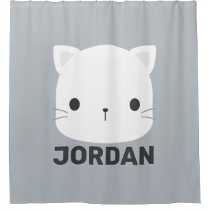 Cute Little Cat with Personalized Name Shower Curtain