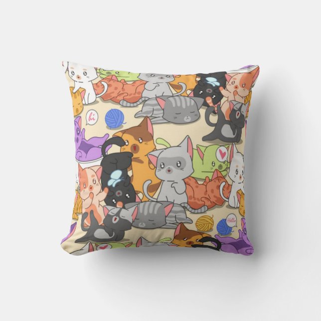 Cute Little Cats Pattern Cushion (Front)