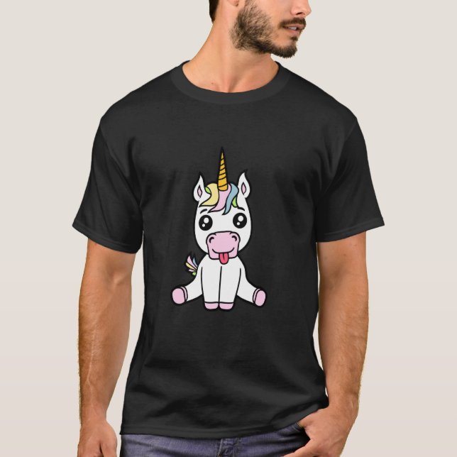 Cute Little Cheeky Sitting Tongue Sticking Out Uni T-Shirt (Front)