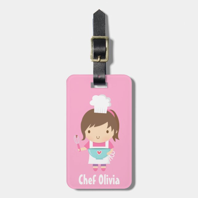 Cute Little Chef Baker Girl Luggage Tag (Front Vertical)
