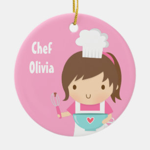 Cute Little Chef Baker Girls Room Decor Ceramic Tree Decoration