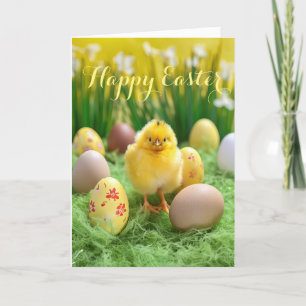 Cute Little Chick and Eggs Easter Holiday Card