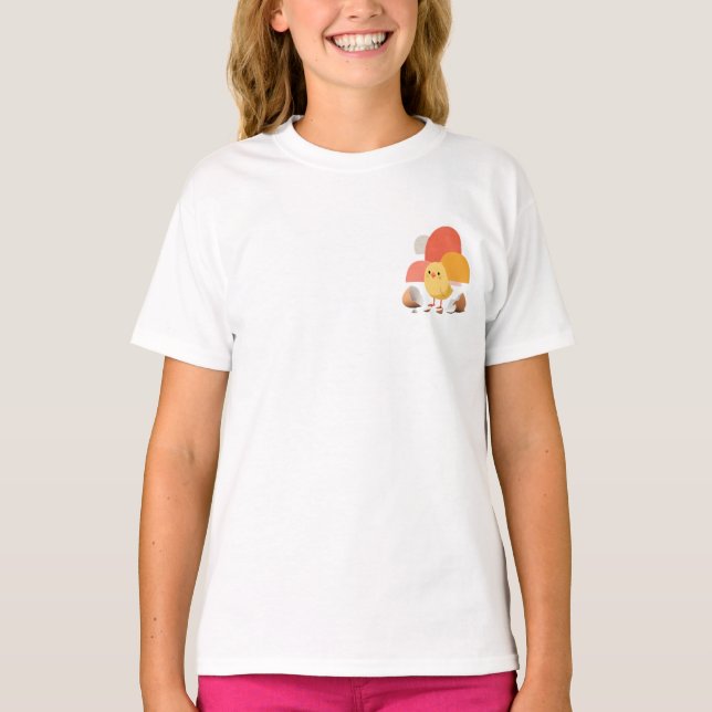 Cute Little Chick Hatching from Egg Shell T-Shirt (Front)