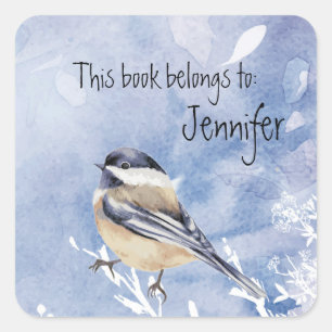 Cute Little Chickadee Bird Winter Forest Square Sticker