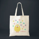 Cute Little Chickie Custom Name Easter Tote Bag<br><div class="desc">Cute Little Chickie Custom Name Easter Tote Bag</div>