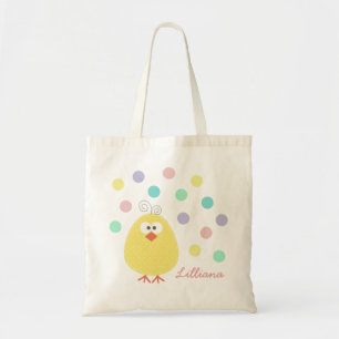 Cute Little Chickie Custom Name Easter Tote Bag