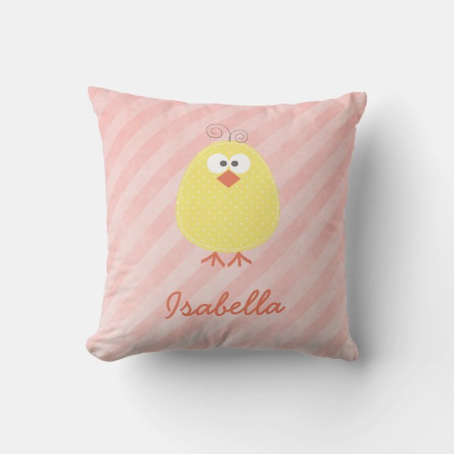 Cute Little Chickie Personalised Baby Name Pillow (Front)