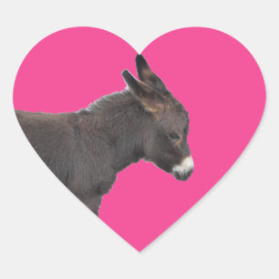 Cute Little Chocolate Donkey Foal Heart Sticker
