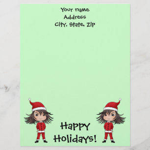Cute little Christmas elf chibi Letterhead
