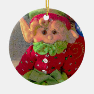 Cute little Christmas girl elf Ceramic Tree Decoration