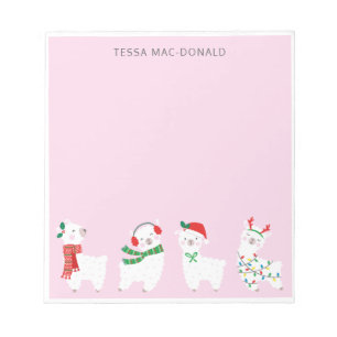Cute little christmas Llamas on light pink Notepad