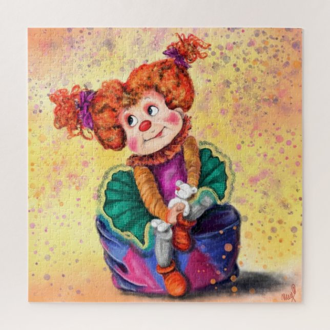 Cute Little Clown Girl - Happy Circus - Drawing Jigsaw Puzzle (Vertical)