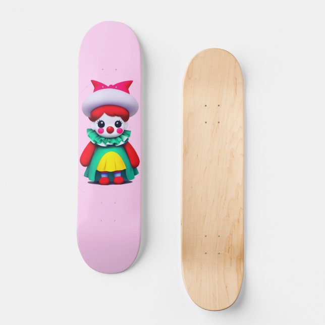 Cute little clown pink skateboard (Front)