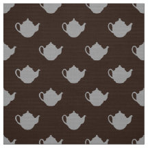 cute little coloured teapots pattern fabric