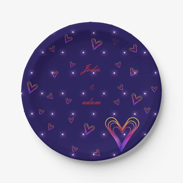 cute little colourful heart heart paper plate (Front)