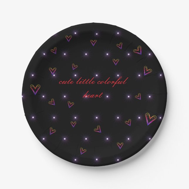 cute little colourful heart  Paper Plate (Front)