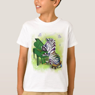 Cute Little Colourful Zebra Piano Player - Cartoon T-Shirt