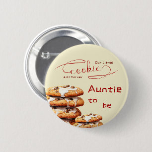 Cute Little Cookie Baby Shower Auntie-to-be 6 Cm Round Badge