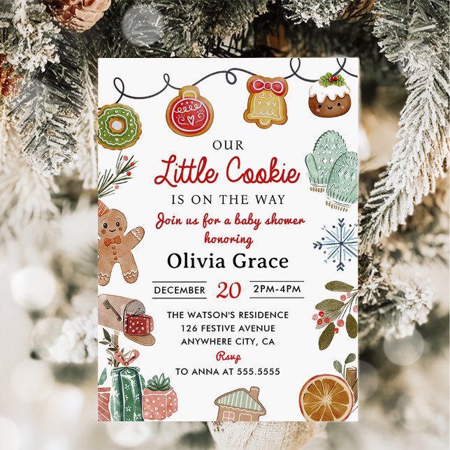 Cute Little Cookie Christmas Baby Shower Party Invitation (Creator Uploaded)