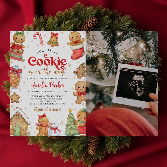 Cute Little Cookie Christmas Baby Shower Photo Invitation (Creator Uploaded)