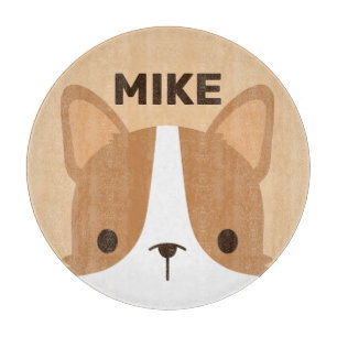 Cute Little Corgi Dog with Personalised Name Cutting Board