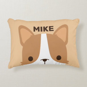 Cute Little Corgi Dog with Personalised Name Decorative Cushion