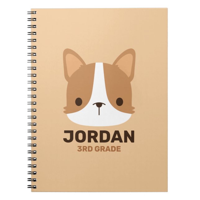 Cute Little Corgi Dog with Personalized Name Notebook (Front)
