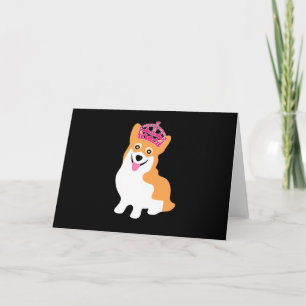 Cute Little Corgi Princess Wearing a Pink Crown Card