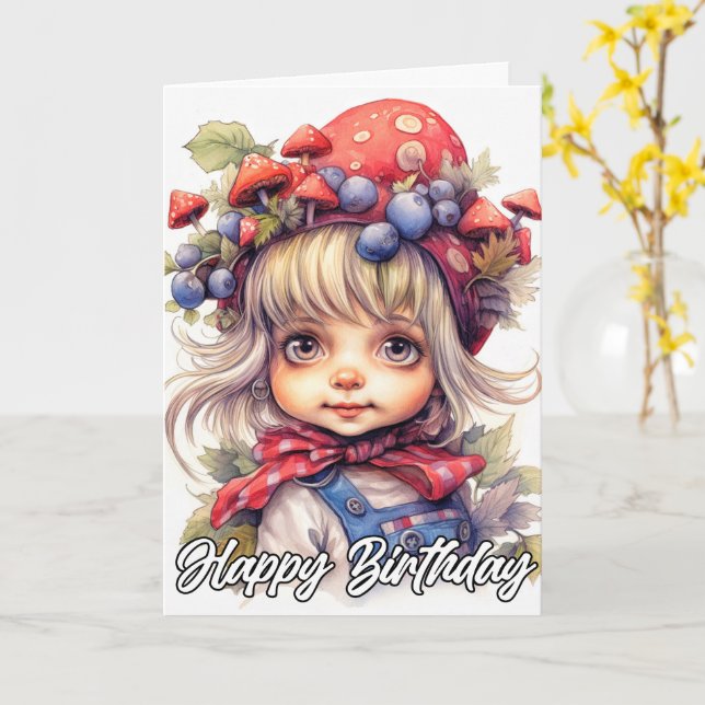 Cute Little Country Farm Girl Card (Yellow Flower)