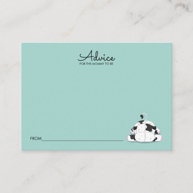 Cute Little Cow Baby Shower Advice Card For Mum (Front)