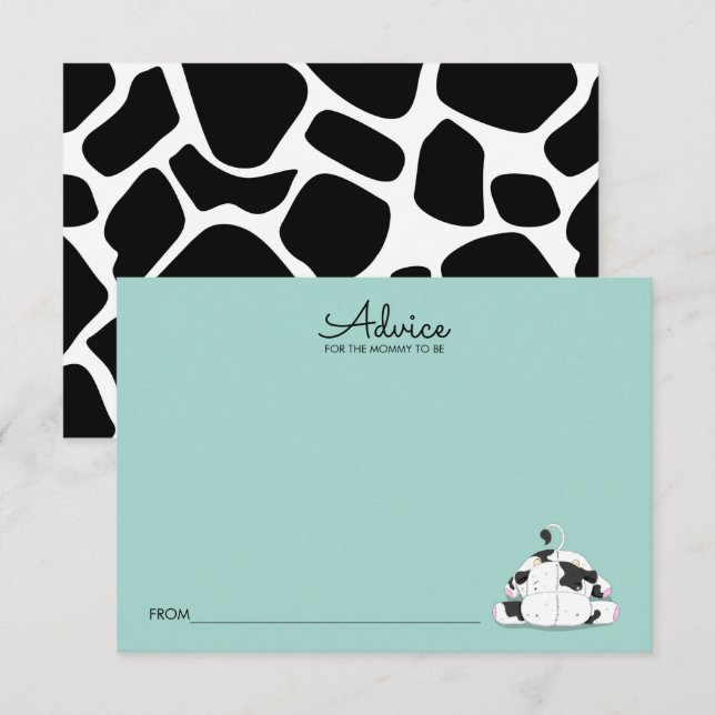 Cute Little Cow Baby Shower Advice Card For Mum (Front/Back)