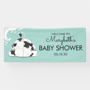 Cute Little Cow Baby Shower  Banner