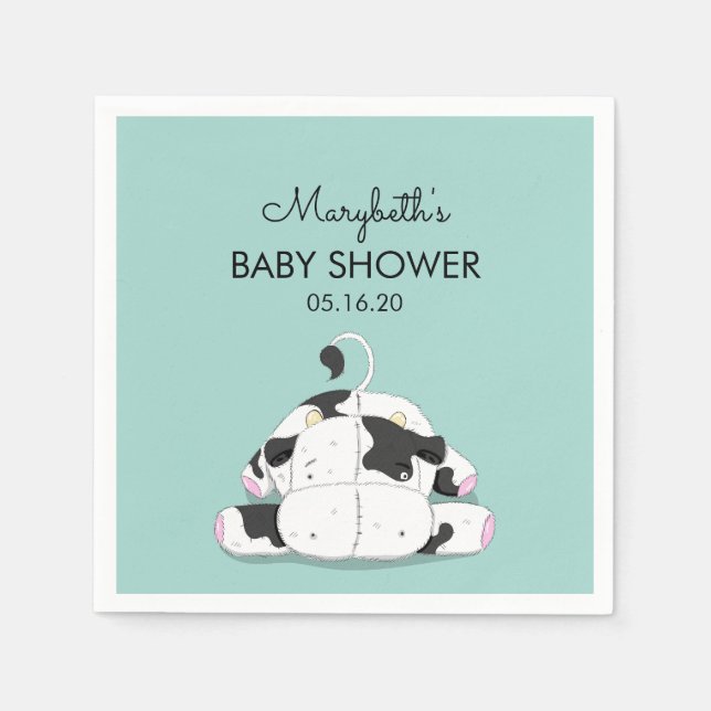 Cute Little Cow Baby Shower Paper Napkins (Front)
